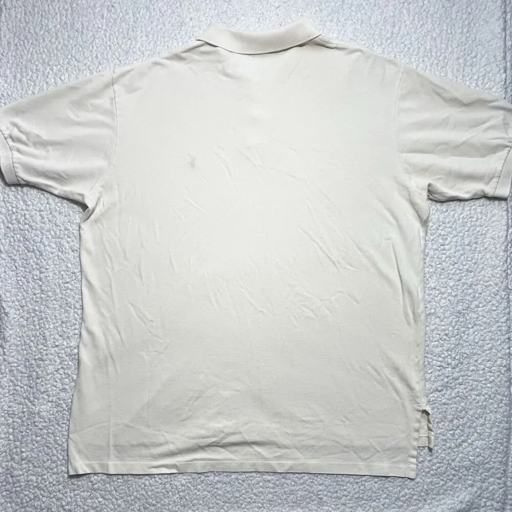Polo Ralph Lauren Men Shirt Size XL Cream Ivory Cotton Short Sleeve Polo Top